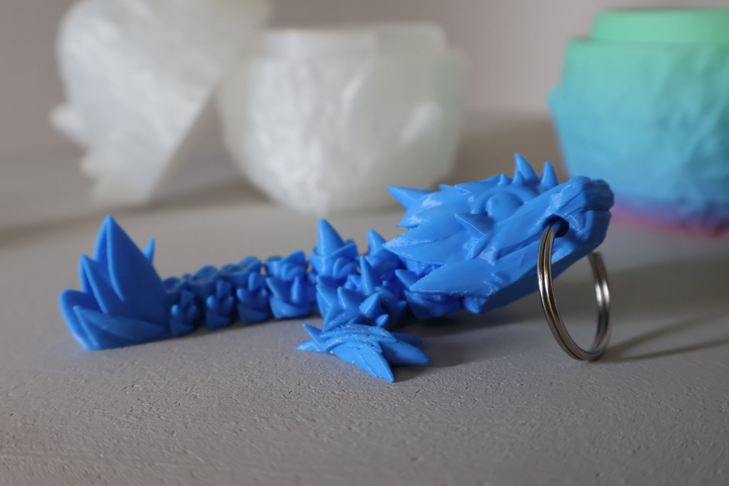 Mini Rose Dragon Key Chain 3D Printed