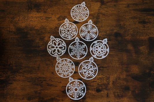 9 pk - Round Snowflake Christmas Ornaments